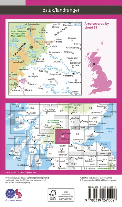 OS Landranger - 57 - Stirling & The Trossachs