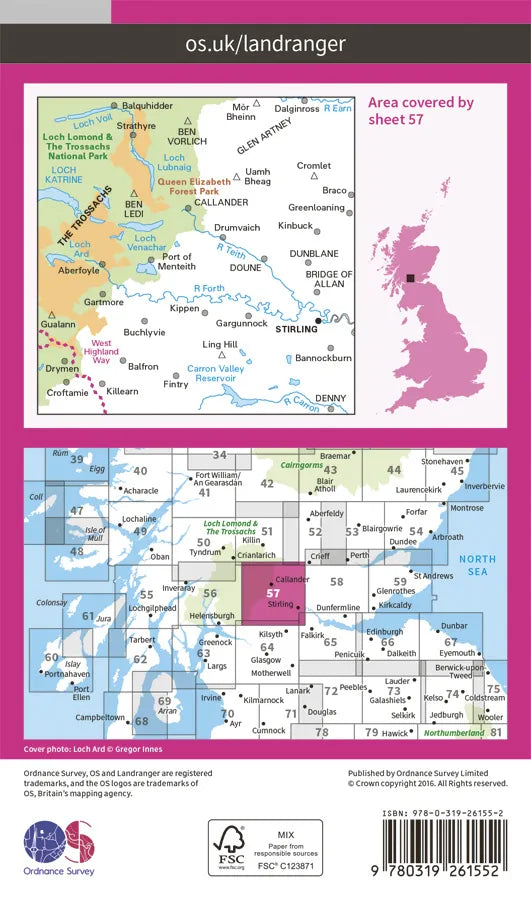 OS Landranger - 57 - Stirling & The Trossachs