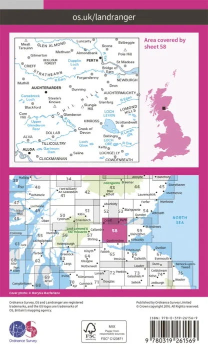OS Landranger - 58 - Perth & Alloa, Auchterarder
