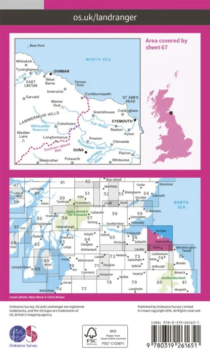 OS Landranger - 67 - Duns, Dunbar & Eyemouth