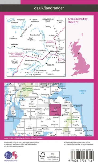 OS Landranger - 73 - Peebles, Galashiels & Selkirk, Tweed Valley