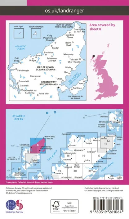 OS Landranger - 8 - Stornoway & North Lewis