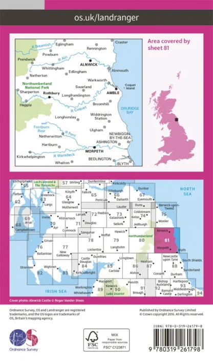 OS Landranger - 81 - Alnwick & Morpeth, Rothbury & Amble