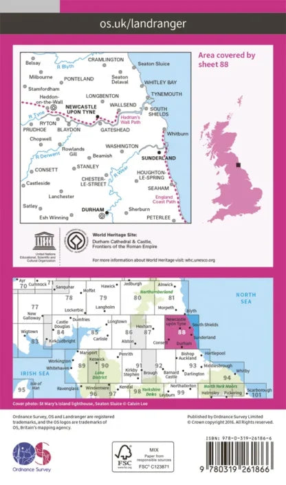 OS Landranger - 88 - Newcastle upon Tyne, Durham