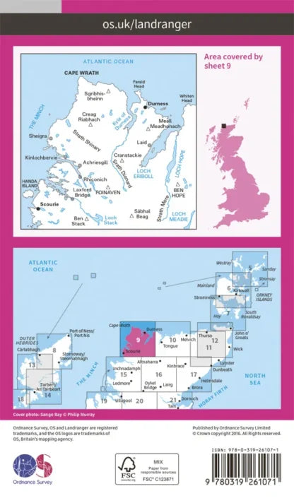 OS Landranger - 9 - Cape Wrath, Durness & Scourie