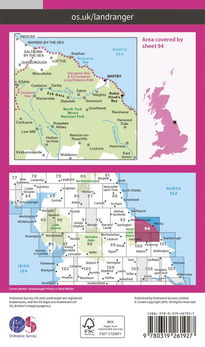 OS Landranger - 94 - Whitby, Esk Dale & Robin Hood's Bay