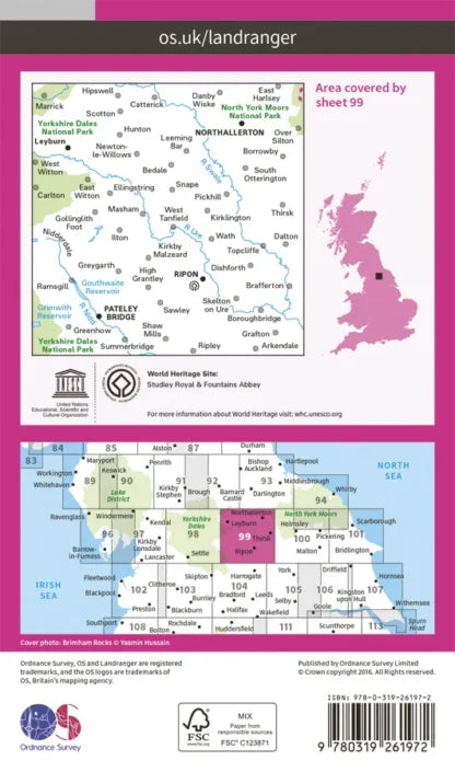 OS Landranger - 99 - Northallerton & Ripon, Pateley