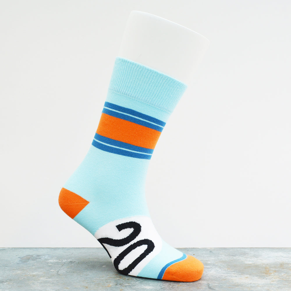 Motoring Leg-Ends Socks - Racing Blue and orange