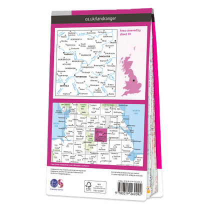 OS Landranger - 111 - Sheffield & Doncaster, Rotherham, Barnsley & Thorne