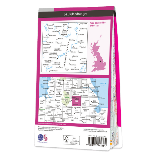 OS Landranger - 120 - Mansfield & Worksop, Sherwood Forest