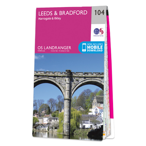 OS Landranger - 104 - Leeds & Bradford, Harrogate & Ilkley