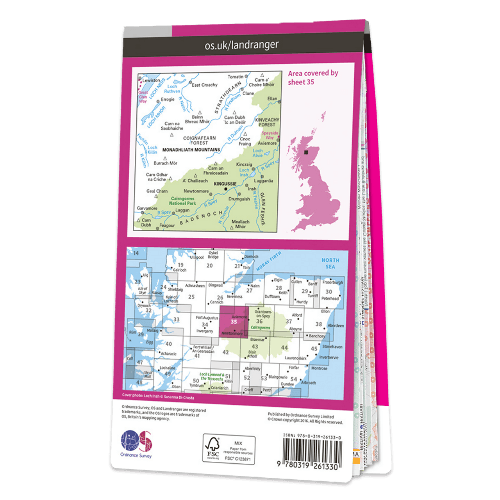 OS Landranger - 035 - Kingussie & Monadhliath Mountains area