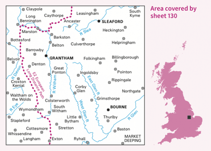 OS Landranger - 130 - Grantham, Sleaford & Bourne