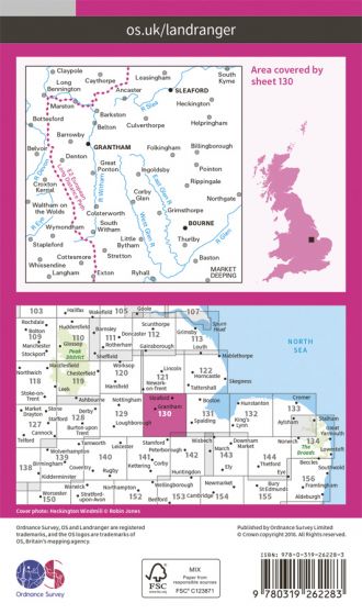 OS Landranger - 130 - Grantham, Sleaford & Bourne