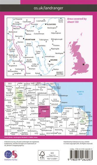 OS Landranger - 130 - Grantham, Sleaford & Bourne