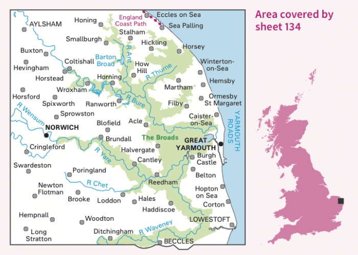 OS Landranger - 134 - Norwich & The Broads, Great Yarmouth