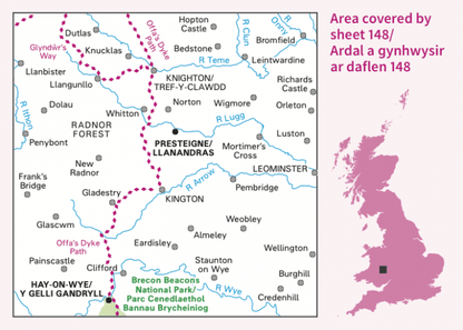 OS Landranger - 148 - Presteigne & Hay-on-Wye/Llanandras a'r Gelli Gandryll