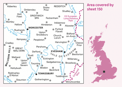 OS Landranger - 150 - Worcester & The Malverns, Evesham & Tewkesbury