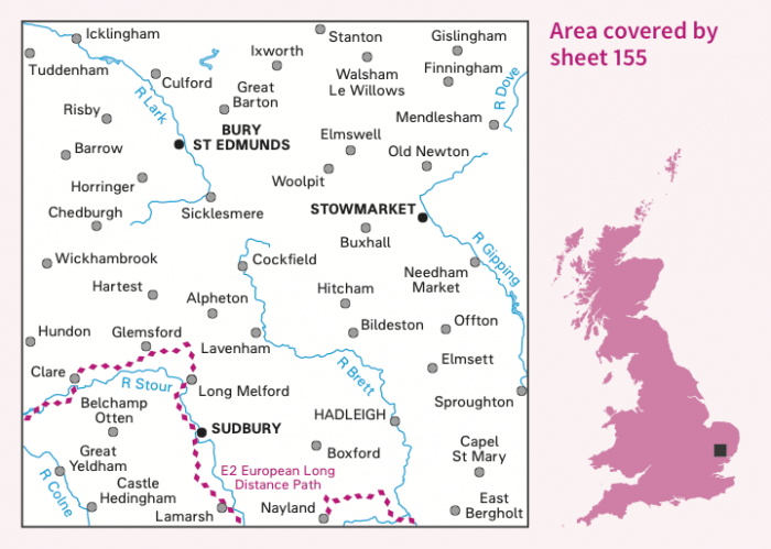 OS Landranger - 155 - Bury St Edmunds, Sudbury & Stowmarket