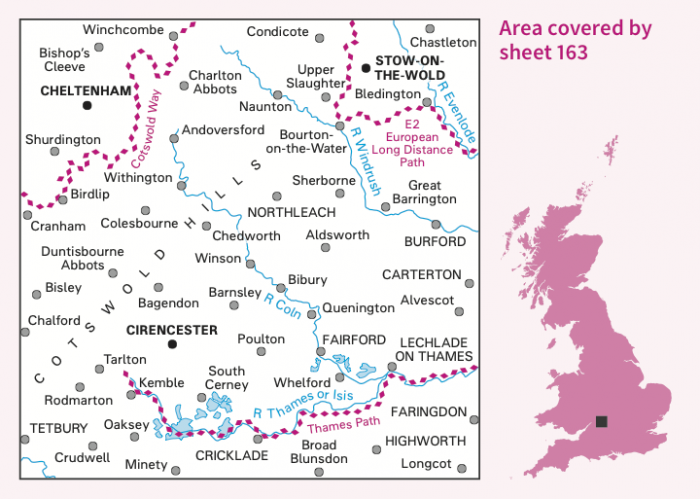 OS Landranger - 163 - Cheltenham & Cirencester, Stow-on-the-Wold