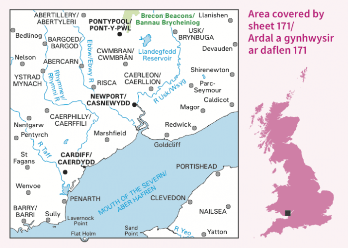 OS Landranger - 171 - Cardiff & Newport, Pontypool