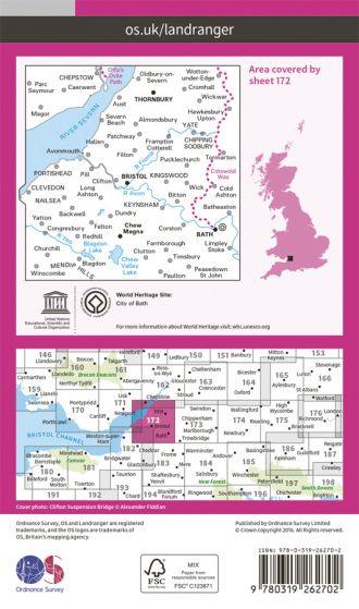 OS Landranger -172 - Bristol & Bath, Thornbury & Chew Magna