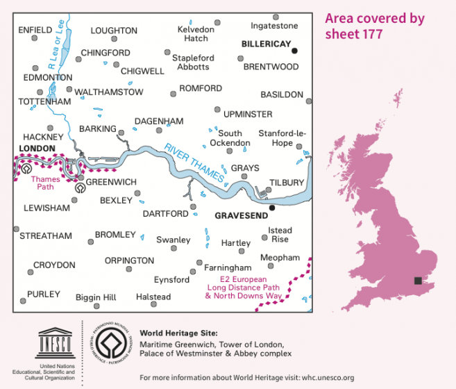 OS Landranger - 177 - East London, Billericay & Gravesend