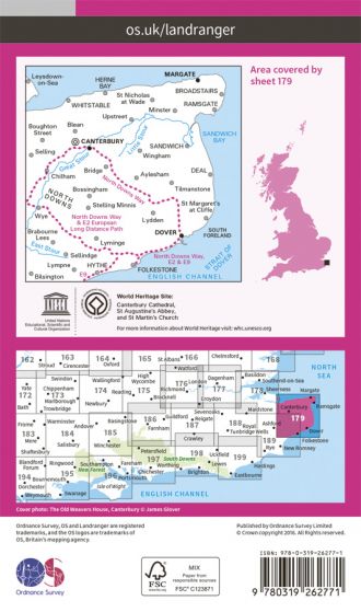 OS Landranger - 179 - Canterbury & East Kent, Dover & Margate