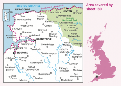 OS Landranger - 180 - Barnstaple & Ilfracombe, Lynton & Bideford