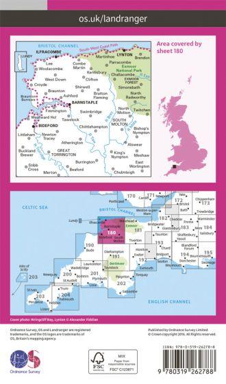 OS Landranger - 180 - Barnstaple & Ilfracombe, Lynton & Bideford