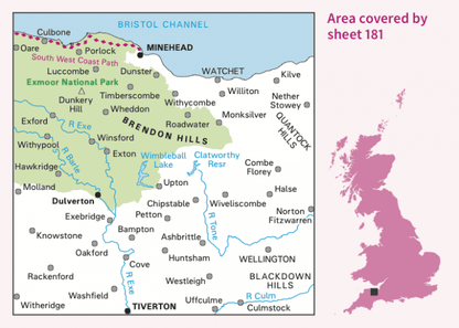 OS Landranger - 181 - Minehead & Brendon Hills, Dulverton & Tiverton