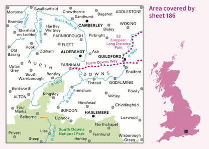 OS Landranger - 186 - Aldershot & Guildford, Camberley & Haslemere