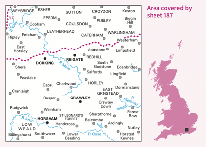 OS Landranger - 187 - Dorking, Reigate & Crawley