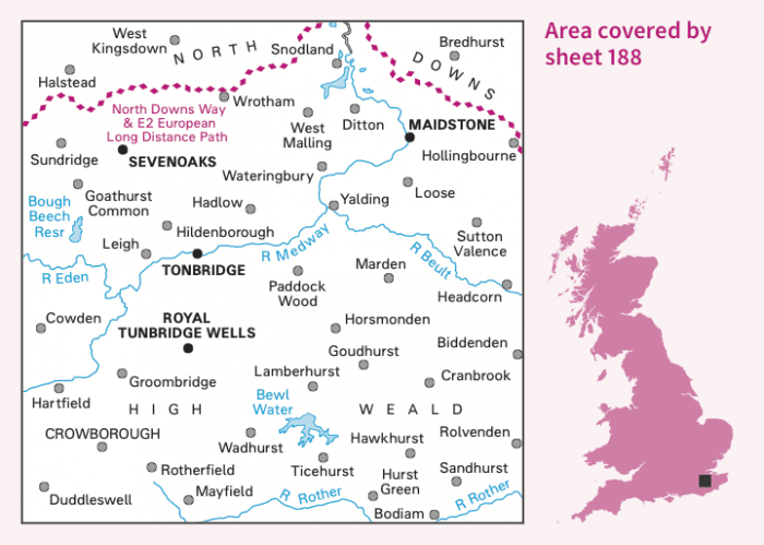 OS Landranger - 188 - Maidstone & Royal Tunbridge Wells