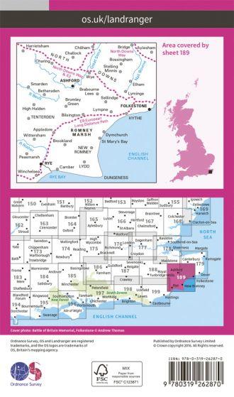 OS Landranger - 189 - Ashford & Romney Marsh, Rye & Folkestone