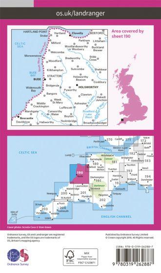 OS Landranger - 190 - Bude & Clovelly, Boscastle & Holsworthy