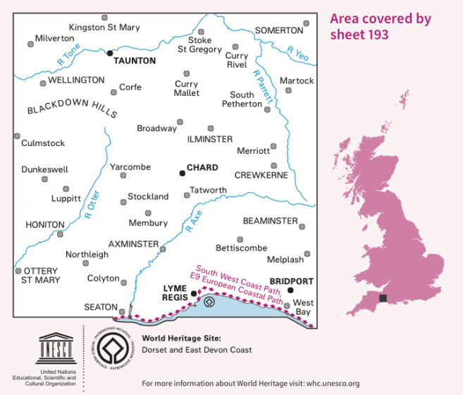 OS Landranger - 193 - Taunton & Lyme Regis, Chard & Bridport