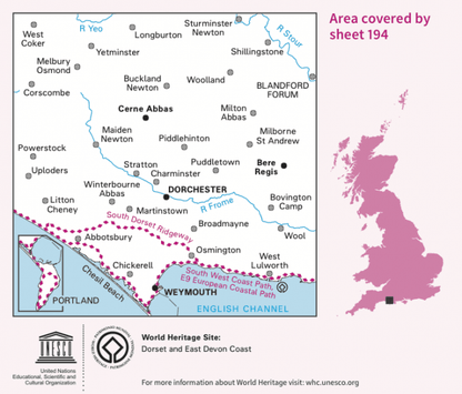 OS Landranger - 194 - Dorchester & Weymouth, Cerne Abbas & Bere Regis
