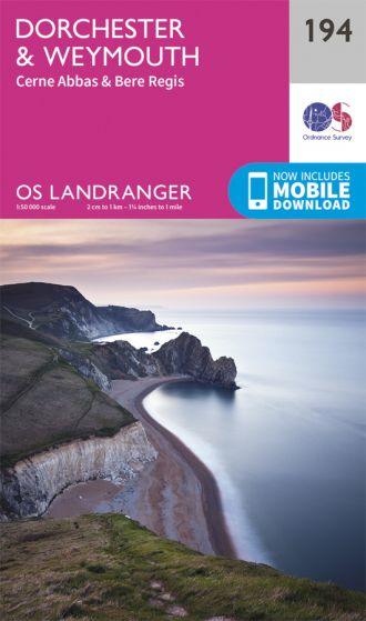 OS Landranger - 194 - Dorchester & Weymouth, Cerne Abbas & Bere Regis