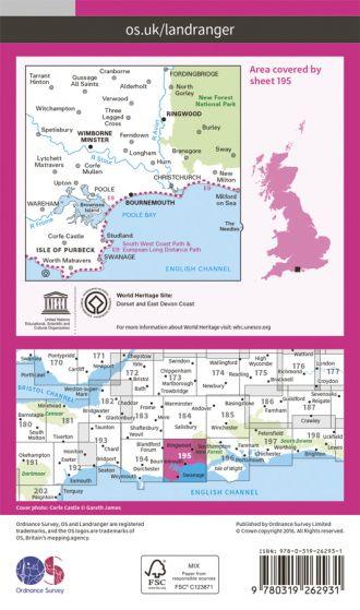 OS Landranger - 195 - Bournemouth & Purbeck, Wimborne Minster & Ringwood