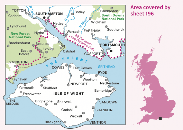 OS Landranger - 196 - The Solent & The Isle of Wight, Southampton & Portsmouth