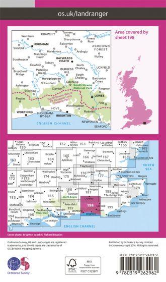 OS Landranger - 198 - Brighton & Lewes, Haywards Heath