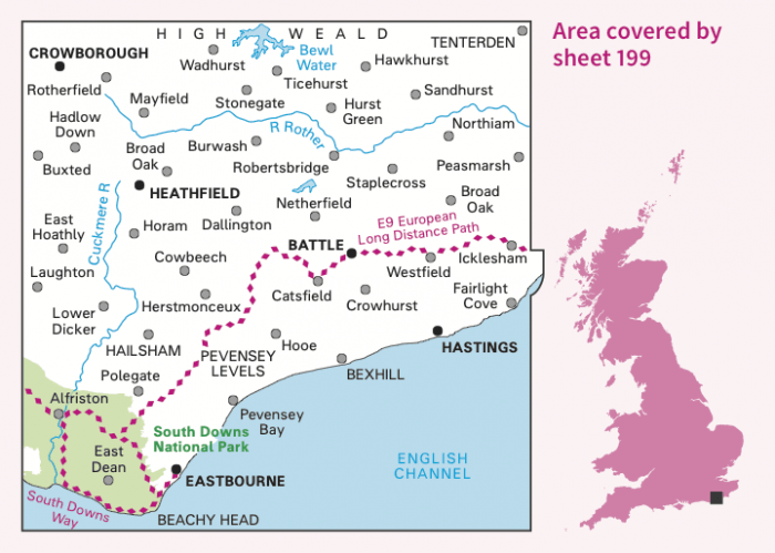 OS Landranger - 199 - Eastbourne & Hastings, Battle & Heathfield