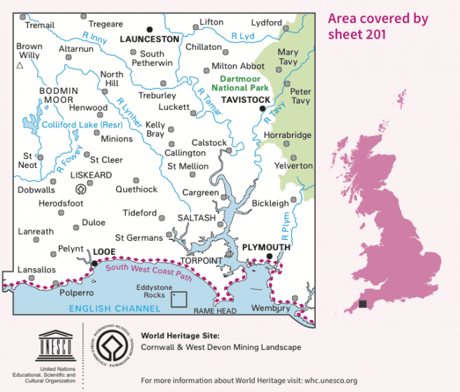 OS Landranger - 201 - Plymouth & Launceston, Tavistock & Looe