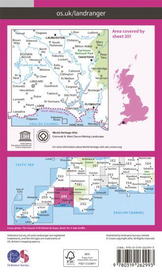 OS Landranger - 201 - Plymouth & Launceston, Tavistock & Looe