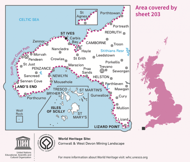 OS Landranger - 203 - Land's End & Isles of Scilly, St Ives & Lizard Point