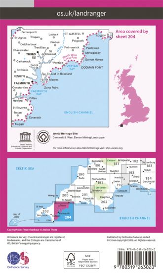 OS Landranger - 204 - Truro & Falmouth, Roseland Peninsula