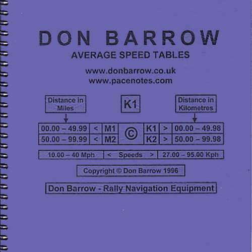 Don Barrow KPH Average Speed Tables