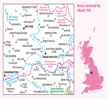 OS Landranger - 109 - Manchester, Bolton & Warrington