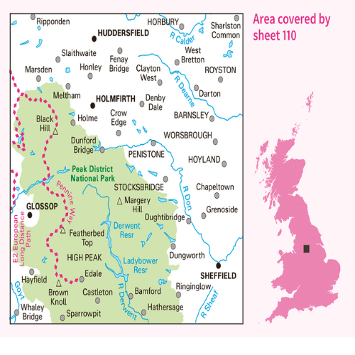 OS Landranger - 110 - Sheffield & Huddersfield, Glossop & Holmfirth